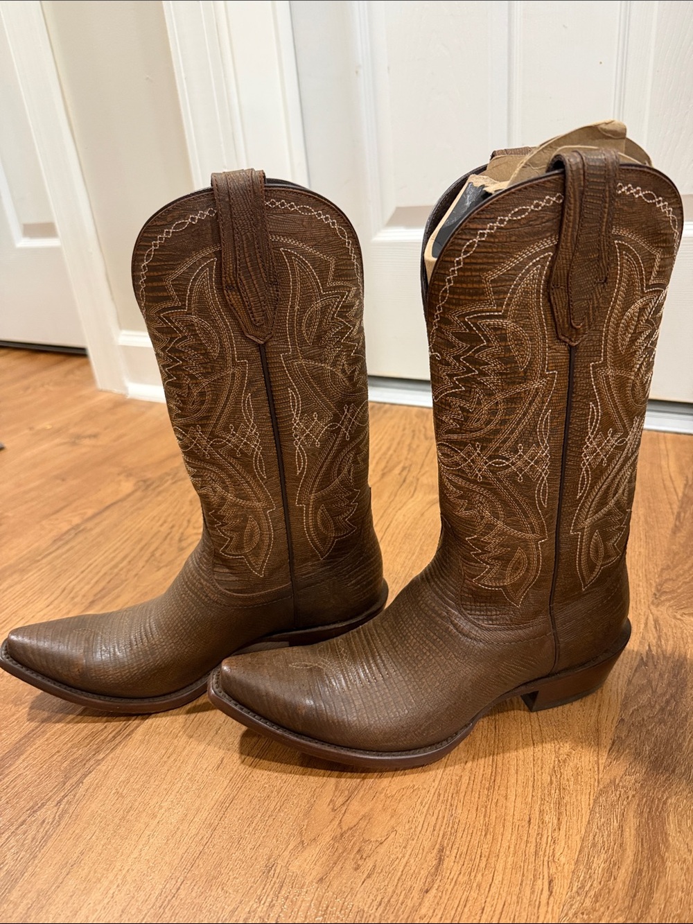 Ariat Alamar Chocolate Lizard Print Western Cowboy Boots 9B - Picture 3 of 10